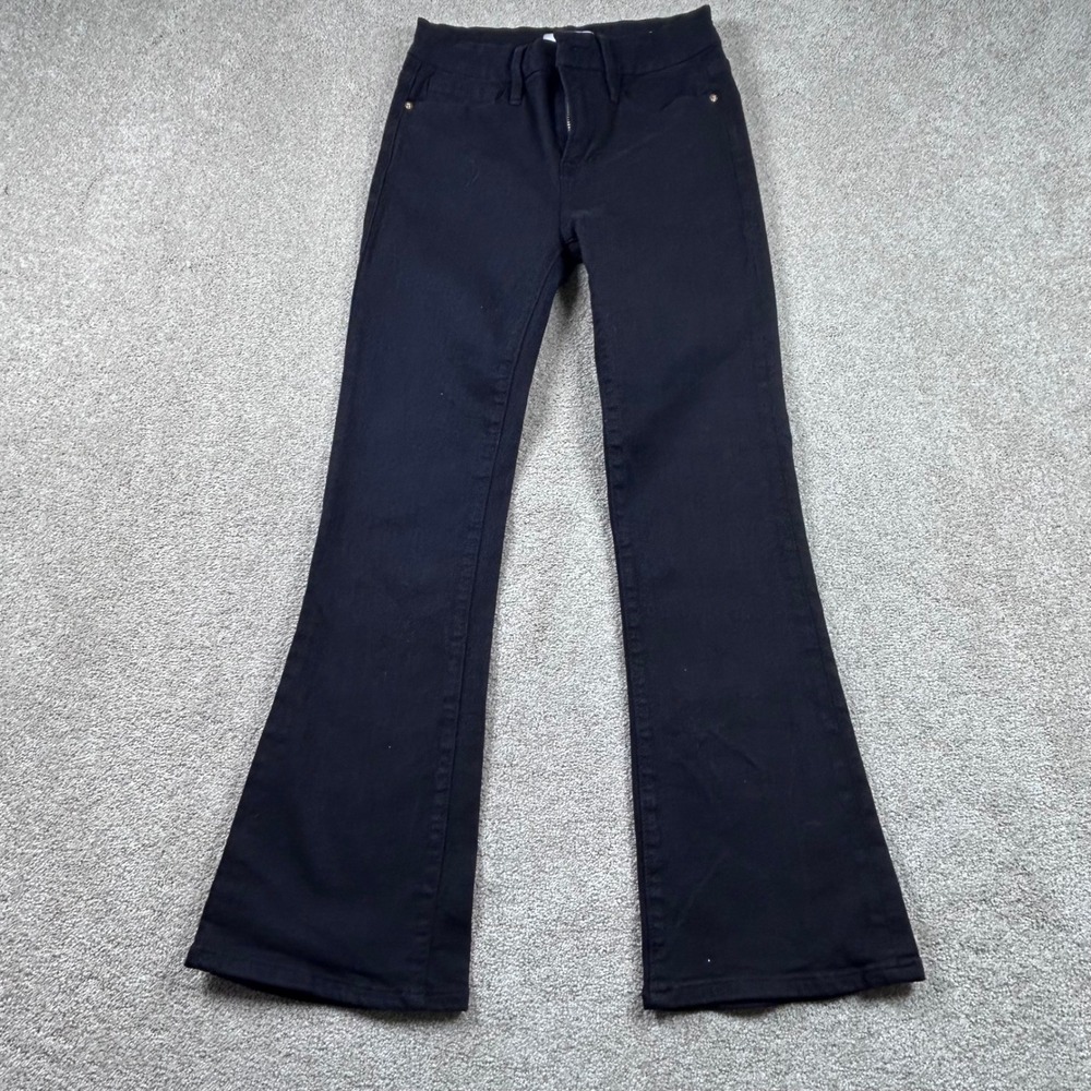 FRAME Le Crop Mini Boot Jeans Black High Rise Flared Denim Size 24